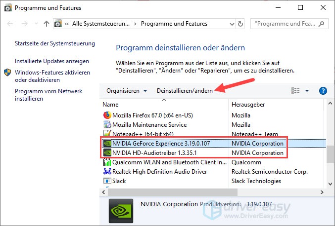 Im Nvidia Installationsprogramm Ist Ein Fehler Aufgetreten de.drivereasy.com
