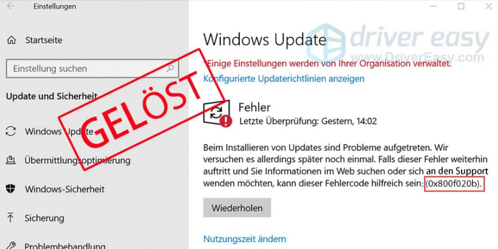Fehler Beim Virenscan Windows 10 Beheben [GELÖST] Fehlercode 0x800f020b | Windows Update - Windows 10/11